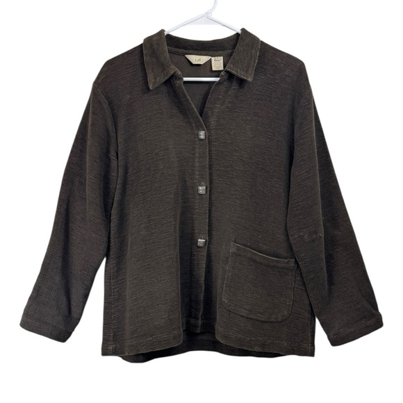 Vintage J Jill Size Small Patchwork Square Metal Button Brown Jacket Artsy - Picture 2 of 8